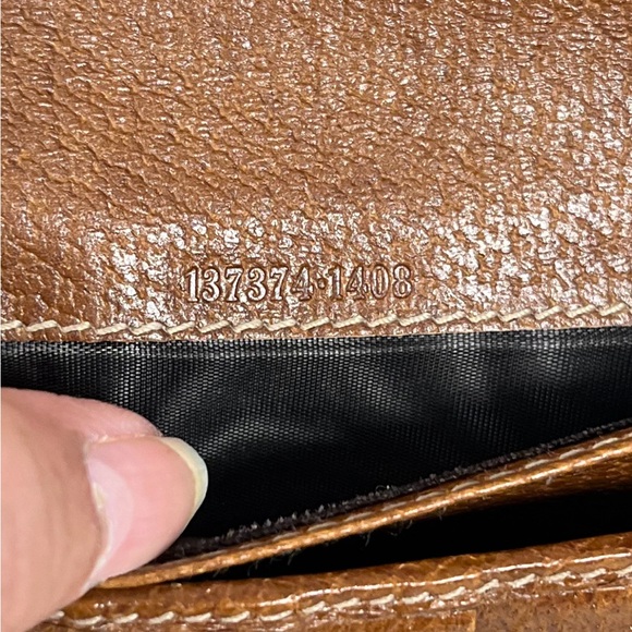 GUCCI Leather Long Continental Wallet, GG Canvas Bambo Interlocking Turnlock EUC - Picture 13 of 15